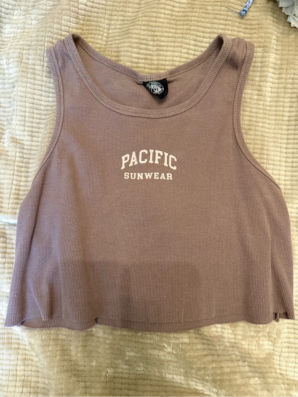 Pacific Sunwear Mauve-Pink Ribbed Cropped Tank
